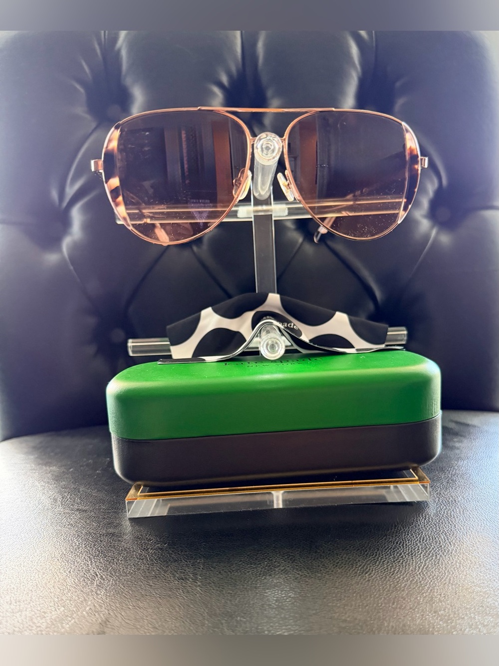 Kate Spade Aviator Sunglasses Rose Gold frames tortoise accent & brown lenses